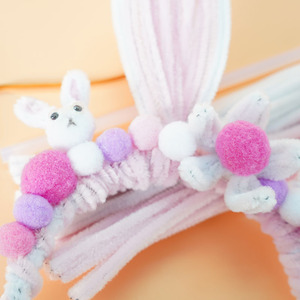 Diadema de orejas de conejo de Pascua con limpiapipas, kit de manualidades DIY, accesorio de pelo de peluche lindo <span class=keywords><strong>para</strong></span> niñas, fiesta de primavera - Product Image 3