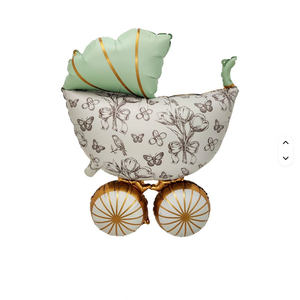 Palloncino in Foil Vintage Floreale BLN a Forma di Carrozzina per Bambini, Palloncini Rotondi '<span class=keywords><strong>Oh</strong></span> <span class=keywords><strong>Baby</strong></span>' per Decorazioni <span class=keywords><strong>Baby</strong></span> Shower e Feste di Rivelazione del Sesso - Product Image 2