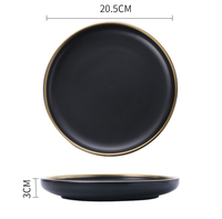 Service de table en céramique de luxe avec incrustations dorées, assiettes à salade, vaisselle pour dîner, bols pour mariage, restaurant