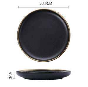 Service de table en céramique de luxe avec incrustations dorées, assiettes à salade, vaisselle pour dîner, bols pour mariage, restaurant - Product Image 6