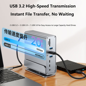 15 Trong 1 <span class=keywords><strong>USB</strong></span> C Phổ <span class=keywords><strong>USB</strong></span> C Docking Station 100W Pd Sạc Cổng Ba Hiển Thị Kép 4K, 1000Mbps Cho <span class=keywords><strong>Windows</strong></span> Mac Pro - Product Image 3