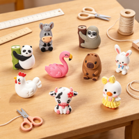 Perles focales 3D en silicone de qualité alimentaire, motifs animaux (Vache, Canard, Abeille, Lapin, Coq, Flamant rose, Âne) pour la fabrication de stylos et de porte-clés