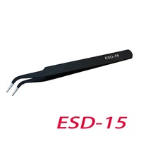 Ensemble de 6 pinces antistatiques en acier inoxydable, kit d'outils de réparation industrielle de précision, courbées et droites, pour l'électronique