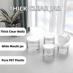 Transparent Thick Walled PET <b>Plastic</b> Cream Jar Wide Mouth Round Cosmetic <b>Container</b> With Lid for Skin Care/ - Product Image 2