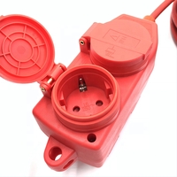 Prise allemande 16A 4 voies 4 prises IP44 étanche pour extérieur en caoutchouc noir/rouge 10m/15m/30m VDE/CE/GS