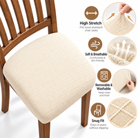 Housse de chaise jacquard extensible, lavable, amovible, ajustement élastique pour chaise de salle à manger, d'hôtel ou de banquet
