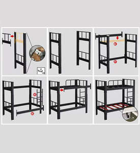 Высококачественные современные двухъярусные кровати из стали для студенческих общежитий с тумбой для обуви, для школ, квартир и арендного жилья - Product Image 5