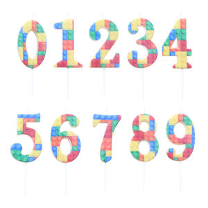 Entrega Rápida, Bloques de Construcción Decorativos de Parafina con Temática de <span class=keywords><strong>Lego</strong></span>, Decoración para Pastel de Cumpleaños, Velas con Números del 0 al 9 - Product Image 6