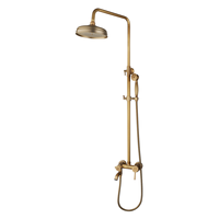 Ensemble de douche de salle de bain 3 voies en laiton antique avec pommeau de pluie et douchette à main, mitigeur à cartouche céramique