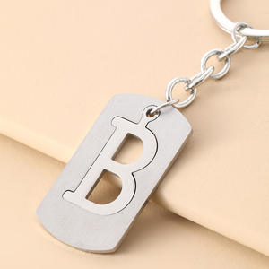 Initiale personnalisée A - Z lettre Options porte-clés en acier inoxydable Alphabet porte-clés personnalisé monogramme cadeau pour hommes femmes - Product Image 2