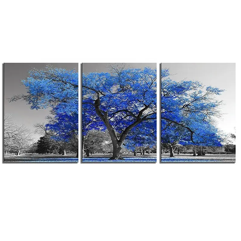 High Definition Printing Pictures onto Canvas Blue Tree Wall Art Posters and Prints