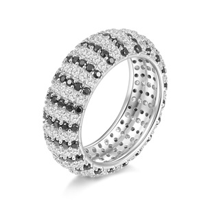 Anillo de Eternidad de Lujo Chapado en Oro de 18K con Moissanita, Engaste Pavé, Corte Brillante Redondo, Diseño Geométrico, Joyería de Boda Unisex - Product Image 2