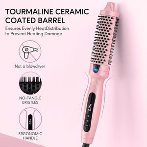 Outils de coiffure en céramique volumisants <span class=keywords><strong>brosse</strong></span> de lissage à volume chaud PTC céramique bigoudi chauffant <span class=keywords><strong>brosse</strong></span> à cheveux <span class=keywords><strong>chauffante</strong></span> - Product Image 5