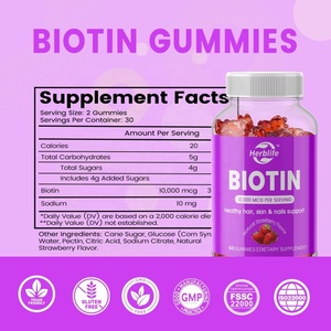 Vitaminas y Suplementos de Venta Caliente OEM ODM, Gomitas de Biotina de 10000mcg para Cabello, Piel y Uñas Saludables - Product Image 3