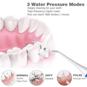 Cordless Water Flosser Dental Oral Irrigator Portable USB Charge Station Waterproof For Home And Travel Braces Care White