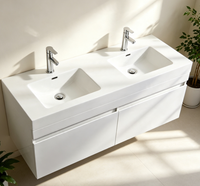 Meuble-lavabo mural double vasque résistant à l'eau, design moderne, fabriqué à Hangzhou, blanc, pour hôtels et appartements