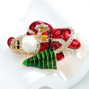 Vente en gros de corsages à la mode Cadeaux de Noël Épingles à bijoux Broches Claus Broche mignonne en forme de strass - Product Image 2