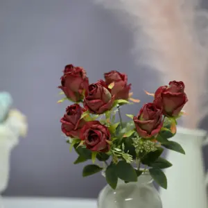 Compra Online Flores Artificiales Decoración Florero De Boda Con Rosa Verde