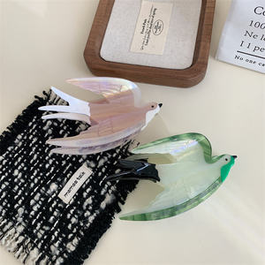 Pince à cheveux personnalisée en acétate avec logo, motif passereau, pour queue de cheval - Product Image 1