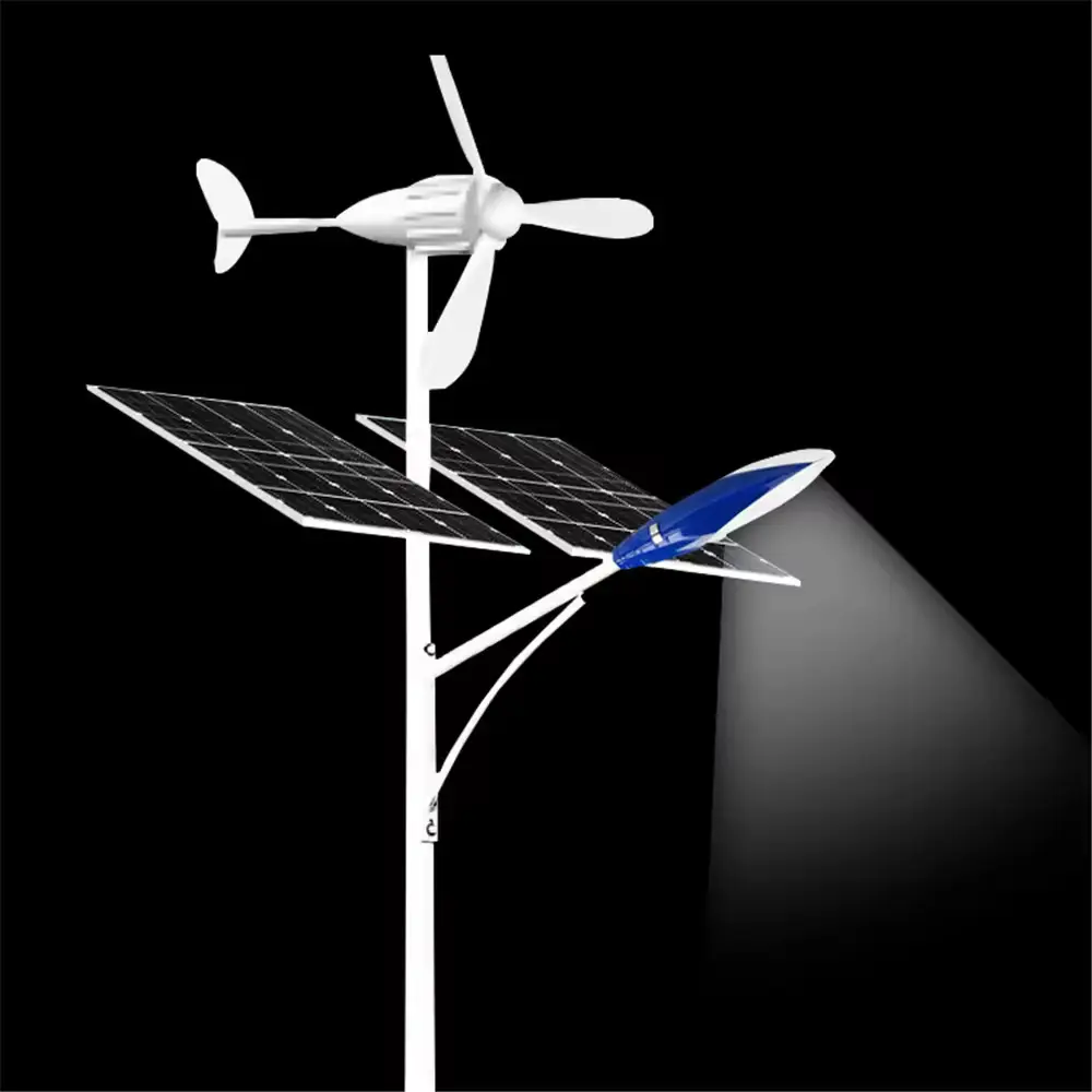 イオンリチウム電池付き8m 60w風力ソーラー風車街路灯
