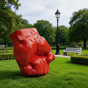 Fiberglass Red Fist Sculpture Life Size Custom Art Decor Hand-painted Durable Club Entrance - Product Image 3