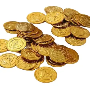 Cheap Pirate Party Halloween Party Pirate Toys Gold Coins Plastic Gold and Silver Coins Treasure Play Favor Party Supplies