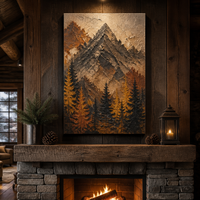 Impression sur toile abstraite épaisse, motif montagne et forêt, art mural, pin d'automne, personnalisable, prête à accrocher