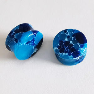 [SE-S154] gros haute polissage Double évasé bouchons de selle Howlite pierre oreille corps <span class=keywords><strong>Piercing</strong></span> bijoux jauge côtés plats <span class=keywords><strong>Nice</strong></span> - Product Image 1