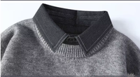 Pull personnalisé pour homme à col double imitation, en maille, avec patch étoile moelleux, à épaules tombantes, manches longues, style streetwear, quotidien et universitaire