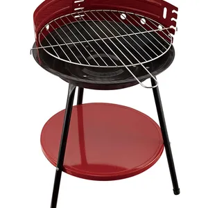 China supplier round steel easy assemble charcoal barbecue grill with bottom shelf