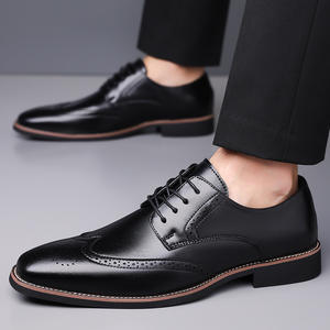 2025 nouveau Style hommes britannique en cuir véritable affaires chaussures formelles sculpté Brogue à lacets Derby bout pointu solide grande <span class=keywords><strong>taille</strong></span> - Product Image 3