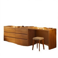 Coiffeuse avec miroir éclairé, style moderne et épuré, pour chambre à coucher, avec armoire de rangement à l'extrémité du lit, style chinois moderne, table de maquillage