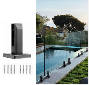 Dễ dàng để cài đặt lan can kính Spigot lan can khung hàng rào kính hồ bơi cường lực không khung SUS 304 màu đen mờ - Product Image 1