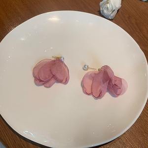 <span class=keywords><strong>Mori</strong></span> super fé<span class=keywords><strong>e</strong></span> en mousseline de soie fleur boucles d'oreilles vacances vent doux sens avancé doux français maille pétale boucles d'oreilles - Product Image 5