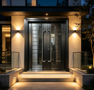 Porte d'entrée de sécurité haut de gamme pour maison, grande poignée en acier inoxydable, serrure multipoints, finition antirouille et coupe-vent - Product Image 4