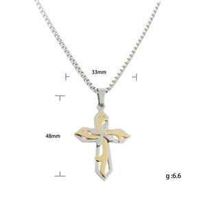 <b>Cross</b> Pendant Necklace Stainless Steel Unisex Geometric Hollow Design 12097 - Product Image 4