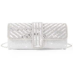Bolso de mano de lujo Bell de alta gama con diamantes de imitación cuadrados, cadena cruzada, para vestido de noche, boda, fiesta nupcial, famoso - Product Image 2