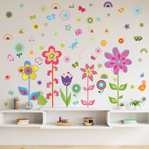 Colorato <span class=keywords><strong>Fiori</strong></span> E Foglie Verdi Albero Autoadesivo Della Parete Del Fumetto Animali di Carta <span class=keywords><strong>Da</strong></span> Parati soggiorno camera <span class=keywords><strong>Da</strong></span> Letto Della Parete Della Decorazione Della Casa Per Il Capretto decalcomania - Product Image 5