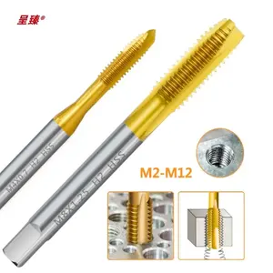 Screw Tap Drill Bit HSS M2-M16 Straight Flute Thread Tap Metalworking Titanium Coating Tap Drill Hand Tools For