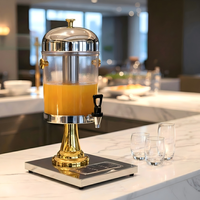 Distributeur de boissons LIYUNDA 8L doré avec bac à gouttes central pour glace, en acier inoxydable et PC, avec support pour buffet