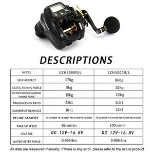 Carrete de Pesca Eléctrico 3000, Carrete de Jigging con Potencia de Arrastre de 15 kg, Carrete Eléctrico para Pesca en Agua Salada - Product Image 2