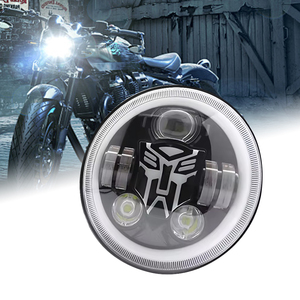 HYNBYZJ 7 'LED Phare H4 Scellé Haut Bas Faisceau 80W avec RGB Halo Anneau DRL Clignotant pour Jeep Moto Harley <span class=keywords><strong>Cafe</strong></span> - Product Image 3