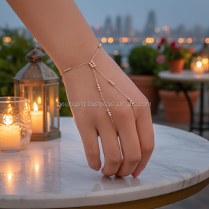 Oro rosa P. Guante de mano de Plata de Ley 925K, anillo de cadena de esclavo Sahmeran, pulsera de diseño artístico de zirconia Han - Product Image 3