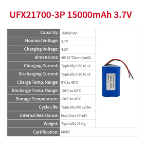 แบตเตอรี่ลิเธียมไอออนแบบกำหนดเองสำหรับสเก็ตบอร์ด รุ่น 21700 3p1s 3.7v 15ah ความจุ 15000mAh - Product Image 2