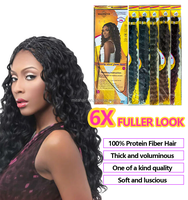 Solution tout-en-un : Extensions capillaires en fibres protéinées bio Jerry Curl Water Wave, 6 paquets pour une tête entière, emballage le plus vendu