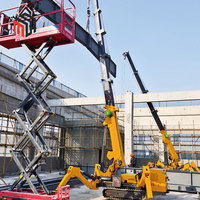 Grue araignée télescopique télécommandée de 10m, 15m, 19m, 21m, 25m, 30m, 50 pieds, 3 tonnes, 5 tonnes, 8 tonnes, 12 tonnes avec flèche de déplacement et nacelle de travail
