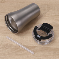 Mug à café isotherme en acier inoxydable avec effet de peinture « Fleur de glace », tasse à paille multi-usages, design minimaliste pour la maison et l'extérieur