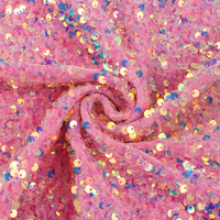 Tissu de velours à paillettes en dentelle Tissu de broderie en maille pailletée Tissu de fil fantaisie populaire pour la confection de robes de soirée