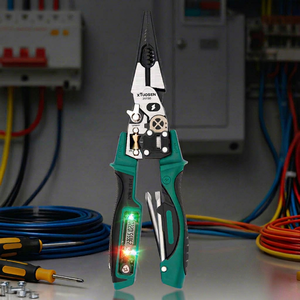 Pince d'électricien Xtuosen 26130 avec testeur de tension numérique, pince à sertir et dénudeur de fils, en acier de qualité industrielle 14 AWG - Product Image 1