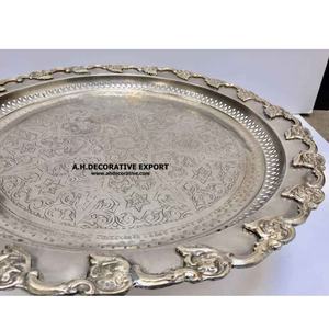 Grande assiette décorative marocaine en métal poli pour la maison, marque A.H Decorative, livraison rapide, personnalisable - Product Image 4